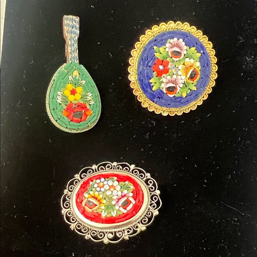 Three Micro Mosaic Pins